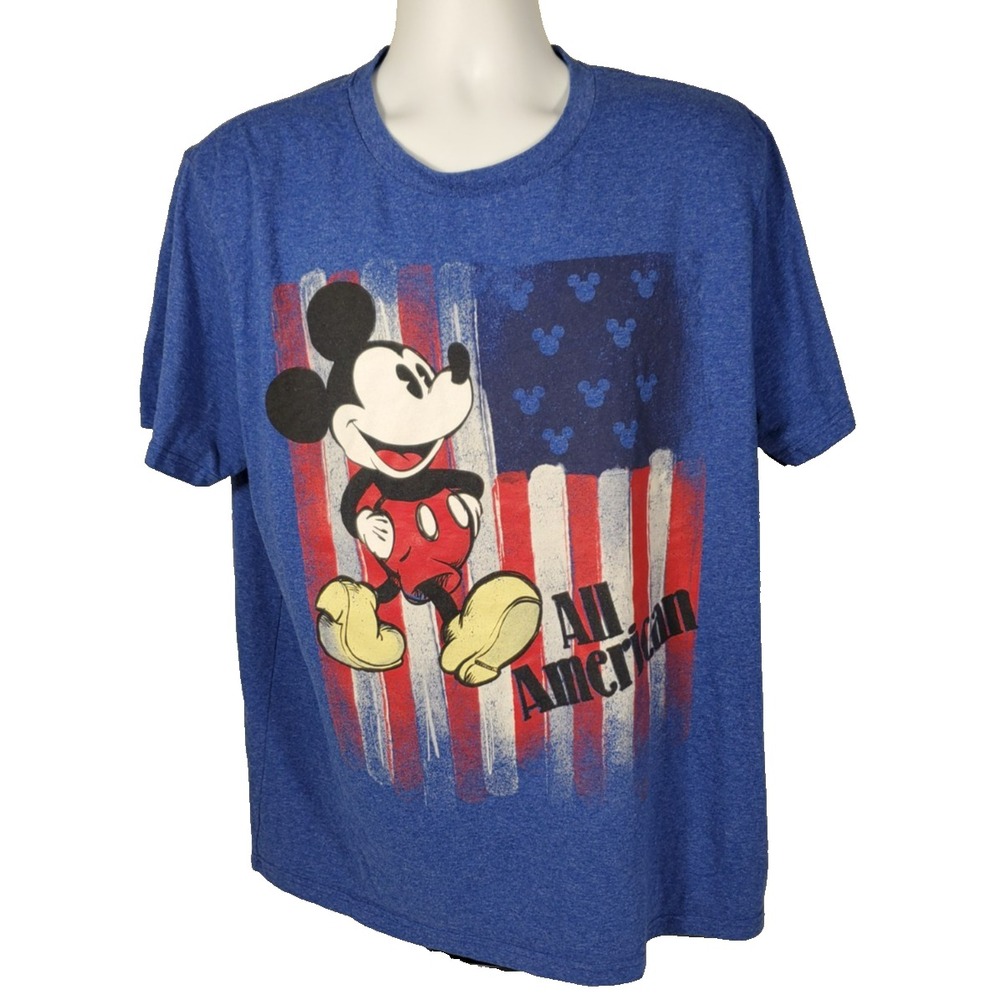 Disney All American Mickey Mouse Blue Shirt Size‎ XL USA Flag